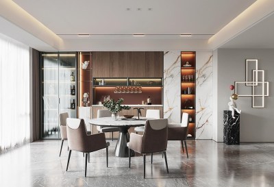 现代家居餐厅3D模型下载